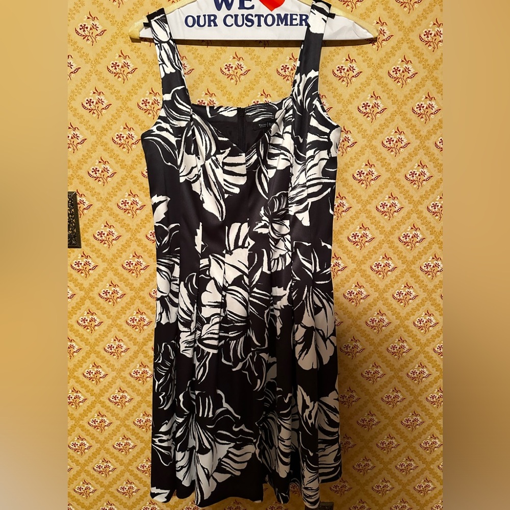 White House Black Market Fit & Flare Pleated Satin Sleeveless Dress